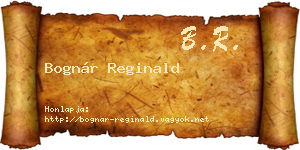 Bognár Reginald névjegykártya
